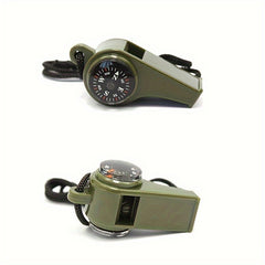 2pcs 3 In 1 Emergency Survival Whistle With Compass Thermometer