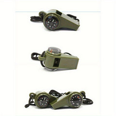 2pcs 3 In 1 Emergency Survival Whistle With Compass Thermometer