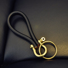 Retro Style Keychain Cowhide Metal Key Hook Gift