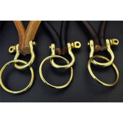 Retro Style Keychain Cowhide Metal Key Hook Gift