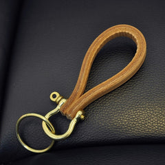 Retro Style Keychain Cowhide Metal Key Hook Gift