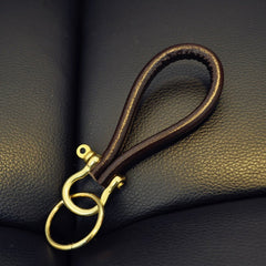 Retro Style Keychain Cowhide Metal Key Hook Gift