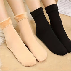 2 Pairs Velvet Warm Crew Socks Thickened Snow Socks Winter Home Socks
