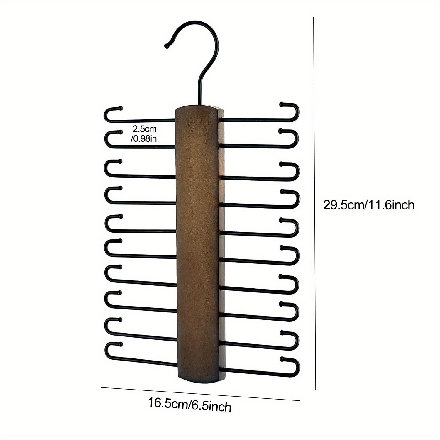 Wooden Tie Rack with 20 Non Slip Hooks Closet Space Saving Organizer