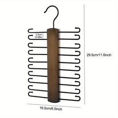 Wooden Tie Rack with 20 Non Slip Hooks Closet Space Saving Organizer