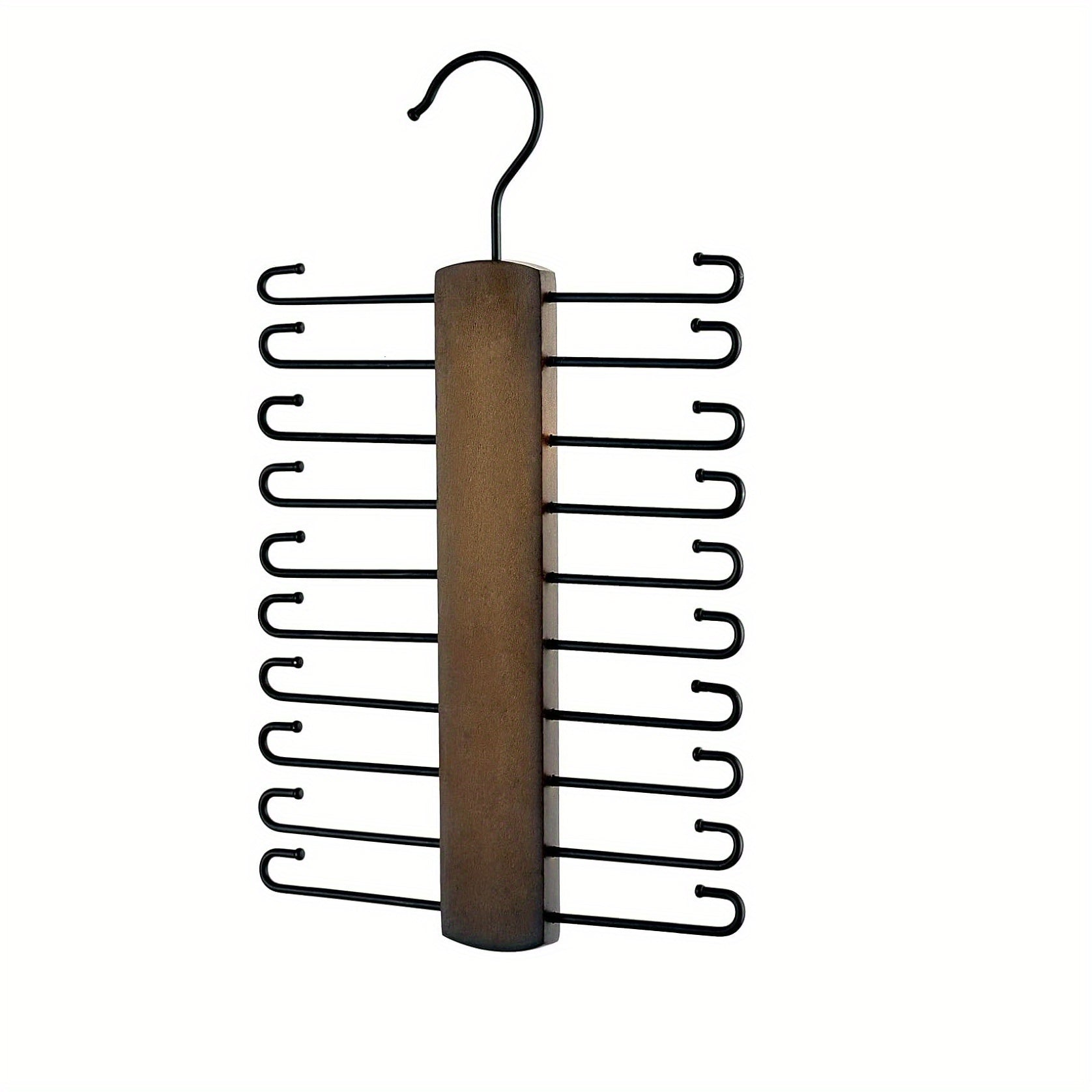 Wooden Tie Rack with 20 Non Slip Hooks Closet Space Saving Organizer