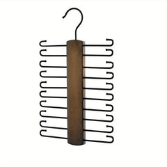 Wooden Tie Rack with 20 Non Slip Hooks Closet Space Saving Organizer