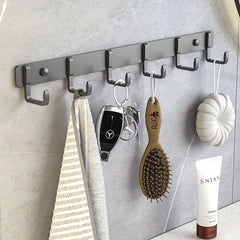 Metal Hook Rack With 5 Hooks Wall Mounted Row Hook