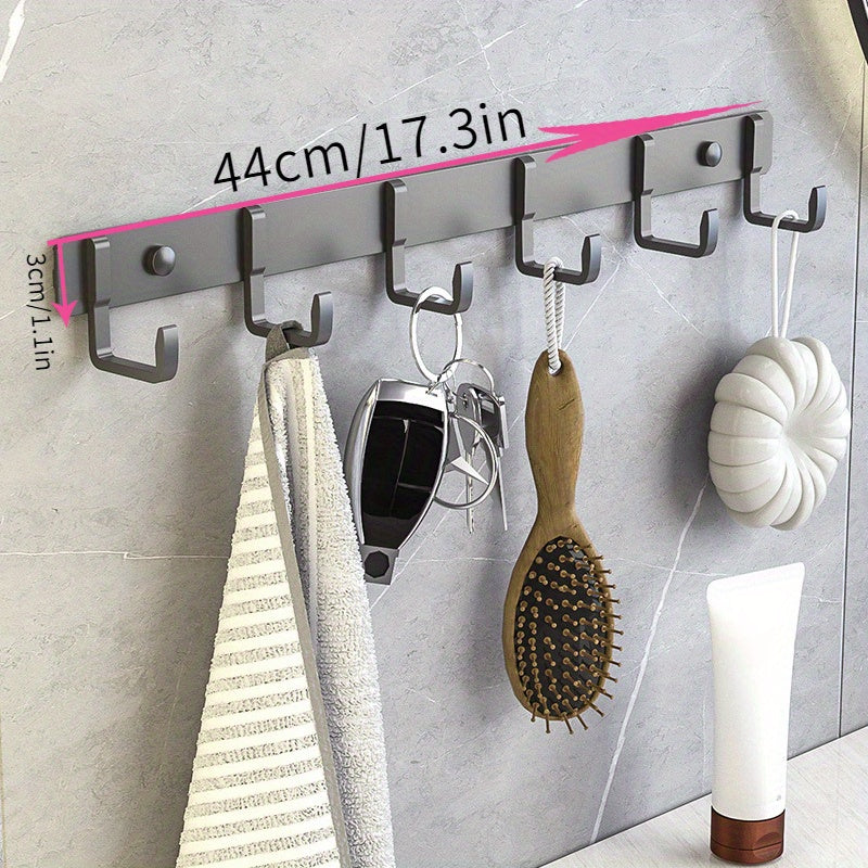 Metal Hook Rack With 5 Hooks Wall Mounted Row Hook