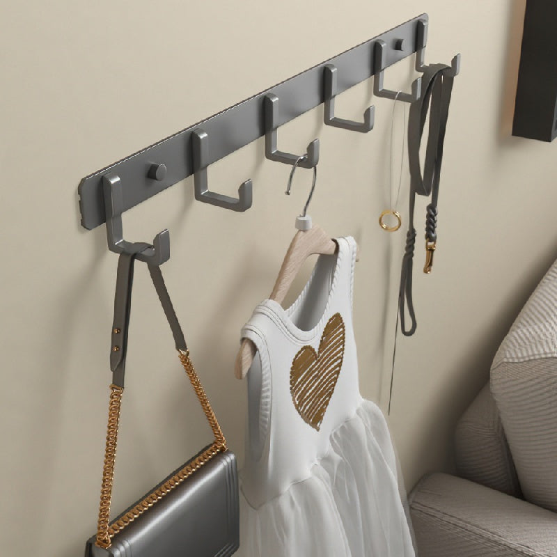 Metal Hook Rack With 5 Hooks Wall Mounted Row Hook