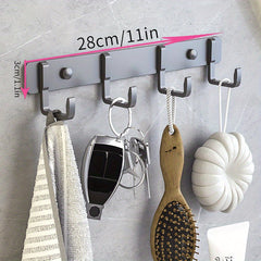 Metal Hook Rack With 5 Hooks Wall Mounted Row Hook