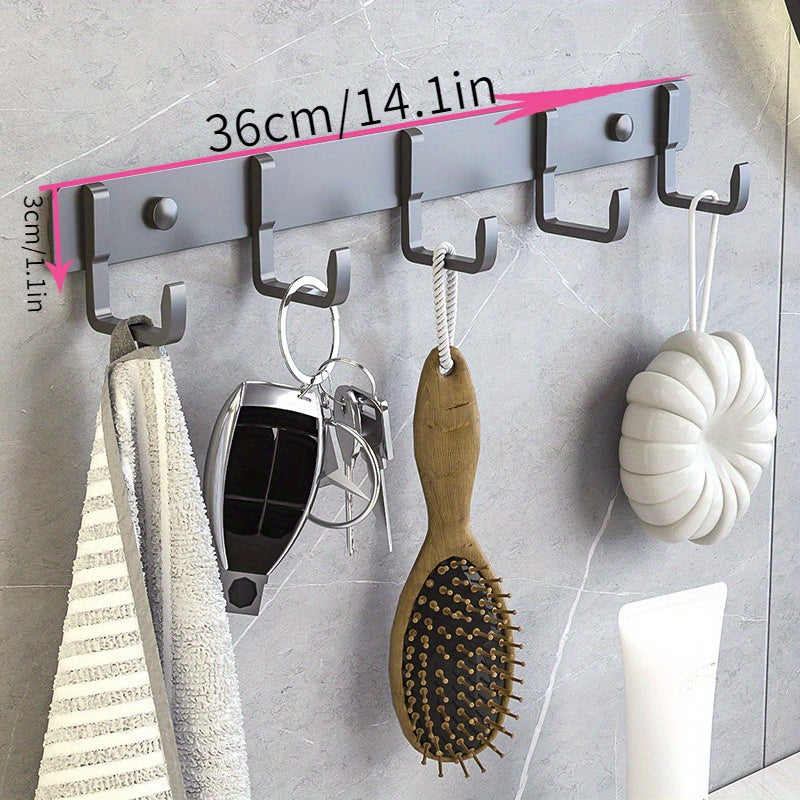 Metal Hook Rack With 5 Hooks Wall Mounted Row Hook