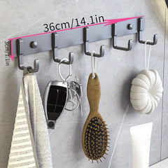 Metal Hook Rack With 5 Hooks Wall Mounted Row Hook
