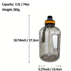 74oz Water Bottle w/Straw & Strap - Reusable Large Capacity Bottle