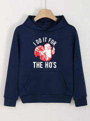 Christmas Santa Print Girls Hoodie Kids Casual Long Sleeve Hooded Sweatshirt