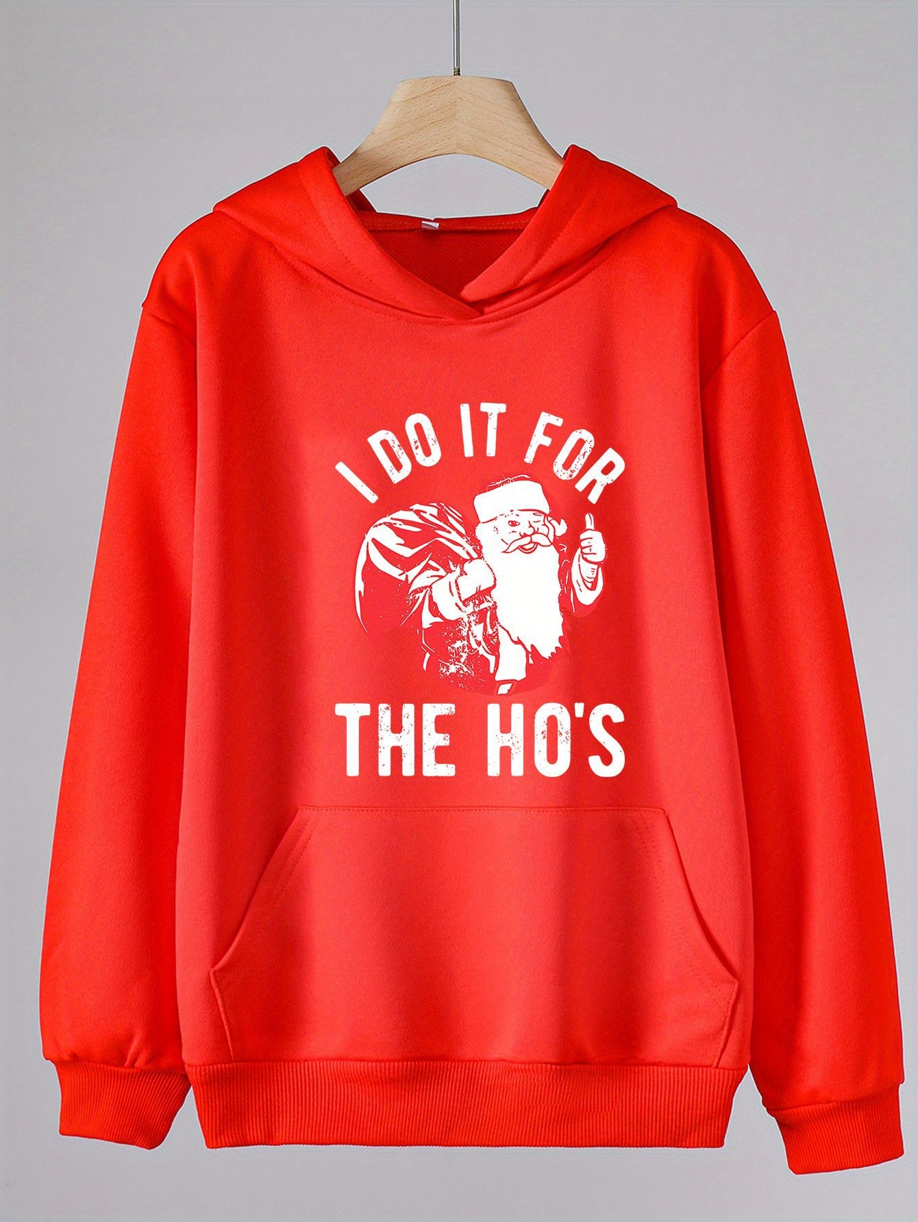 Christmas Santa Print Girls Hoodie Kids Casual Long Sleeve Hooded Sweatshirt