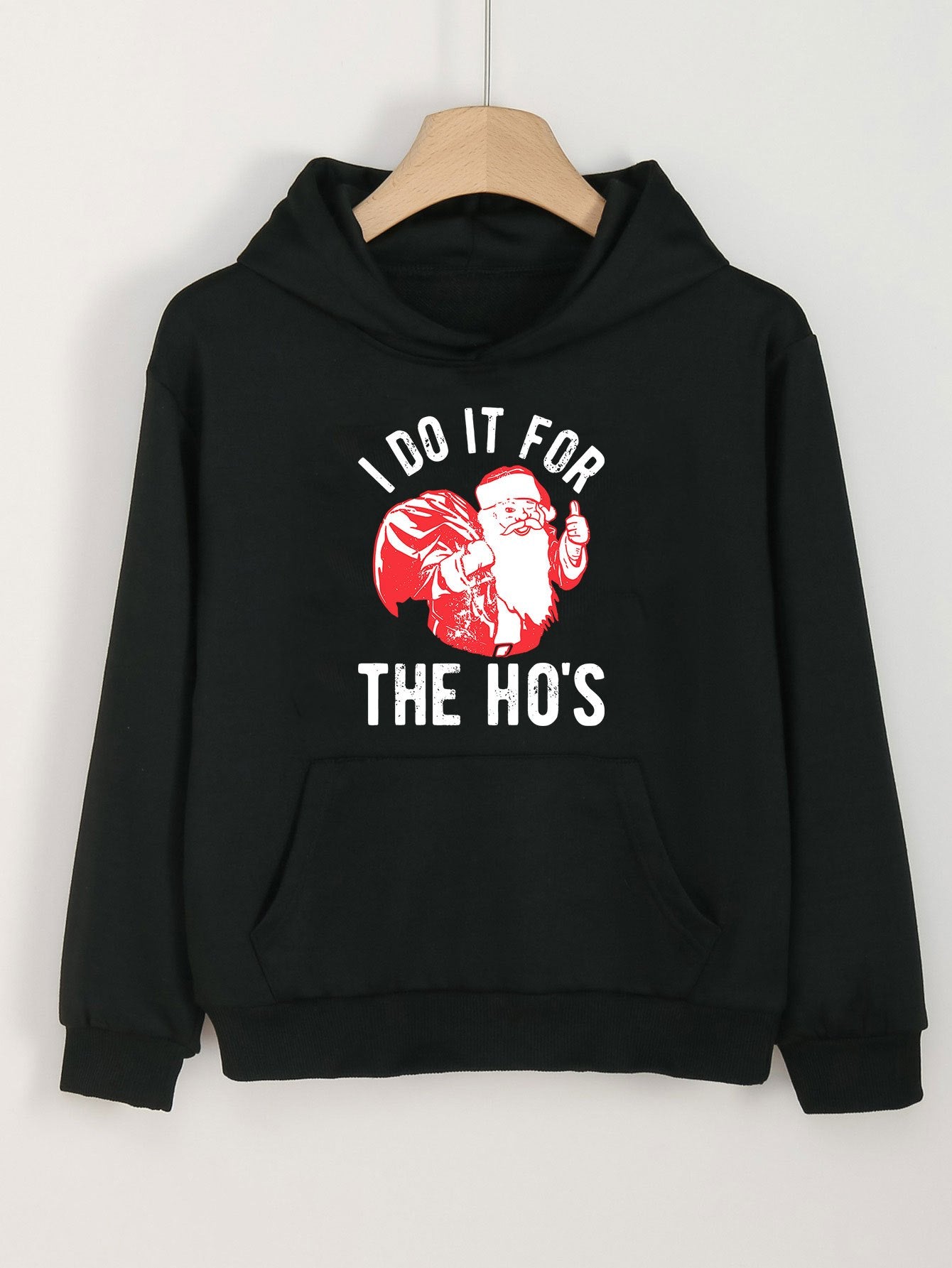 Christmas Santa Print Girls Hoodie Kids Casual Long Sleeve Hooded Sweatshirt