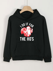 Christmas Santa Print Girls Hoodie Kids Casual Long Sleeve Hooded Sweatshirt