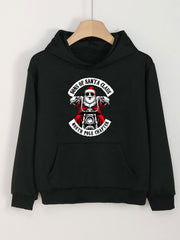 Santa Ride Motorcycle Print Girls Hoodie Kids Casual Long Sleeve
