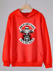 Santa Ride Motorcycle Print Girls Hoodie Kids Casual Long Sleeve