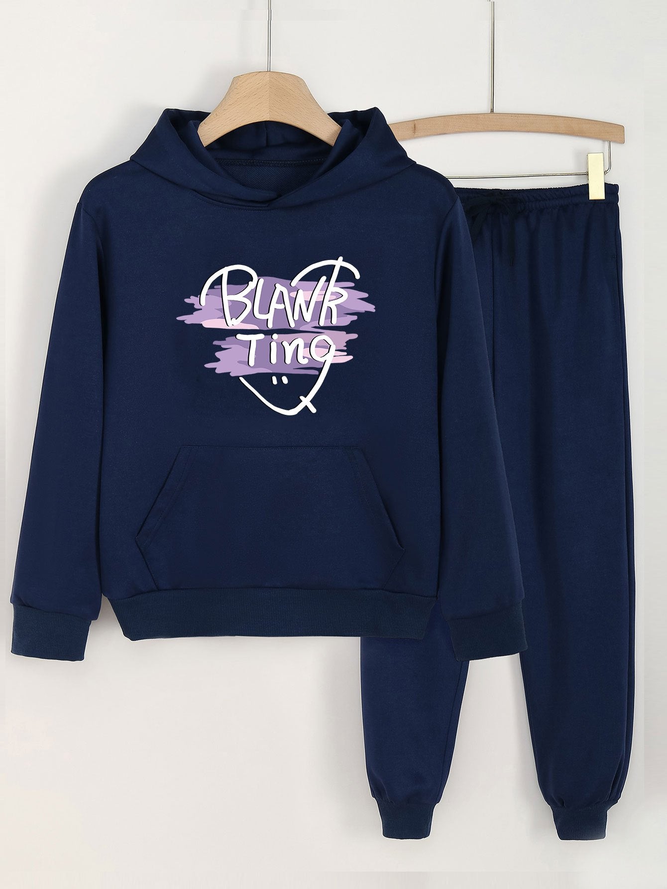 Girls Hoodie & Sweatpants Set Kids Casual Long Sleeve Loose Hooded Sweatshirt
