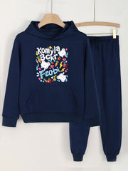 Girls Bear Carrot Print Hoodie & Sweatpants Set