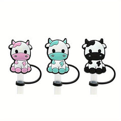 7pcs Cow Straw Tips Cover Silicone Leakproof Straw Plugs for 8mm Drinking
