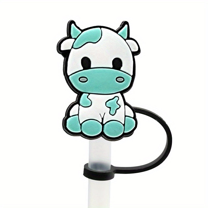 7pcs Cow Straw Tips Cover Silicone Leakproof Straw Plugs for 8mm Drinking