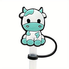 7pcs Cow Straw Tips Cover Silicone Leakproof Straw Plugs for 8mm Drinking