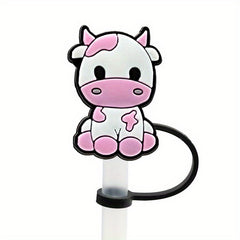 7pcs Cow Straw Tips Cover Silicone Leakproof Straw Plugs for 8mm Drinking