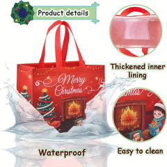 6pcs Large Christmas Tote Gift Bags With Handles for Reusable Non-woven Gift Bag