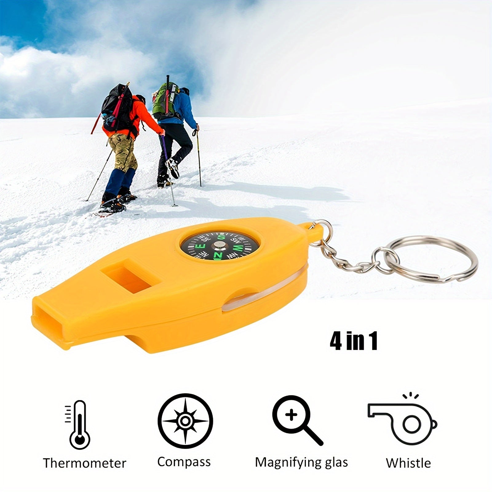 3pcs 4 in 1 Emergency Whistle Compass Thermometer