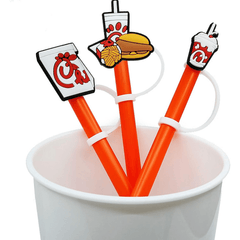 8pcs Fast Food Series Straw Tip Covers Reusable Leakproof Straw Lids