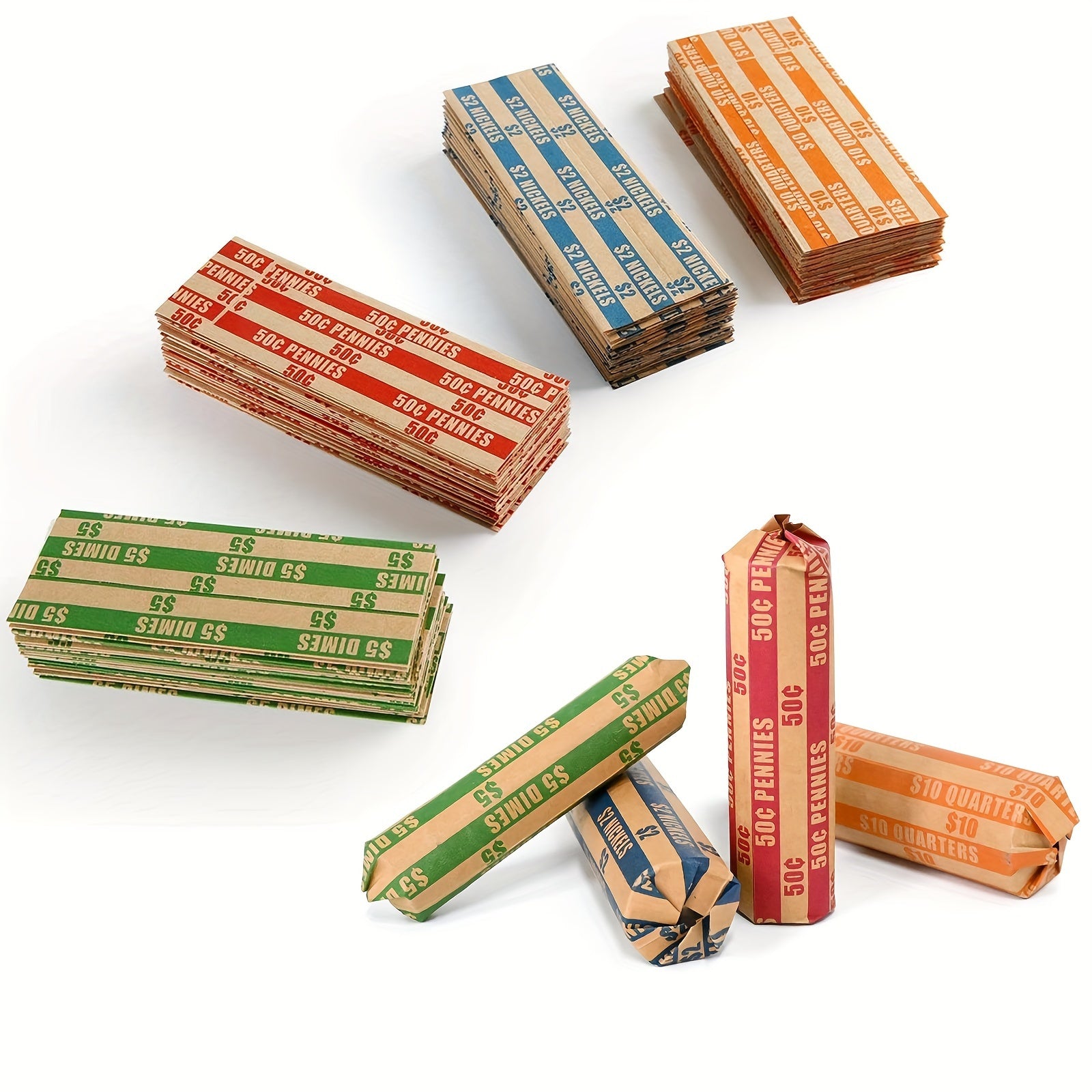 Assorted Bundle of Flat Striped Coin Wrappers - 100pcs/400pcs
