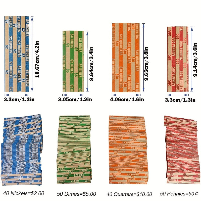 Assorted Bundle of Flat Striped Coin Wrappers - 100pcs/400pcs