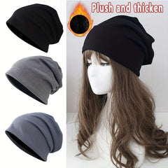 Windproof Winter Slouchy Beanie Hat Solid Street Casual Warm Cap