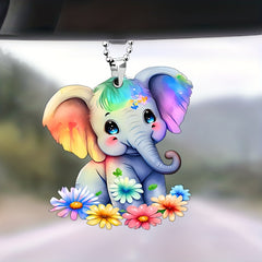 Rainbow Elephant Acrylic Keychain Pendant for Car Keys Backpacks Wallets