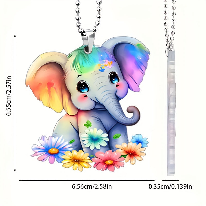 Rainbow Elephant Acrylic Keychain Pendant for Car Keys Backpacks Wallets