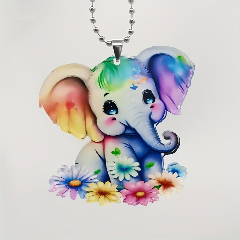 Rainbow Elephant Acrylic Keychain Pendant for Car Keys Backpacks Wallets