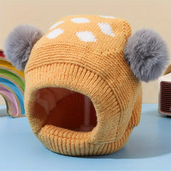Winter Warm Hat Plush Ball Ear Protection Cartoon Knitted Hat
