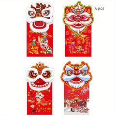 6pcs Chinese Style Red Envelopes Kit Dragon Year Lucky Money Envelopes