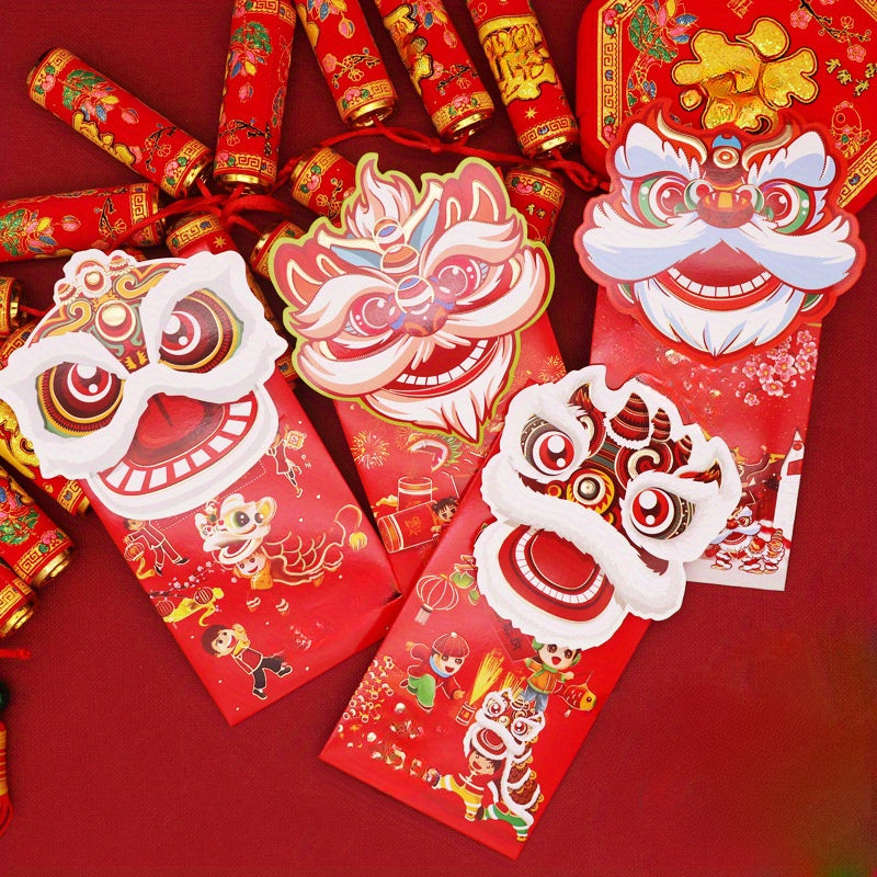 6pcs Chinese Style Red Envelopes Kit Dragon Year Lucky Money Envelopes