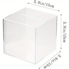 Clear Acrylic Piggy Bank Cash Container Box Coin Jar