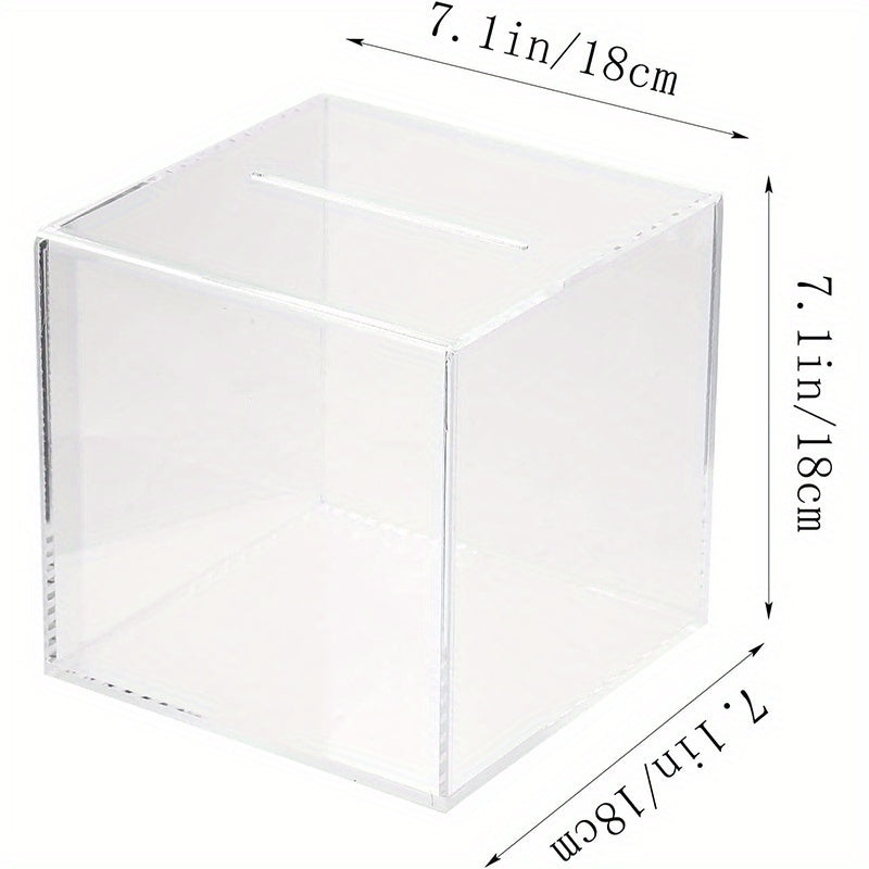 Clear Acrylic Piggy Bank Cash Container Box Coin Jar