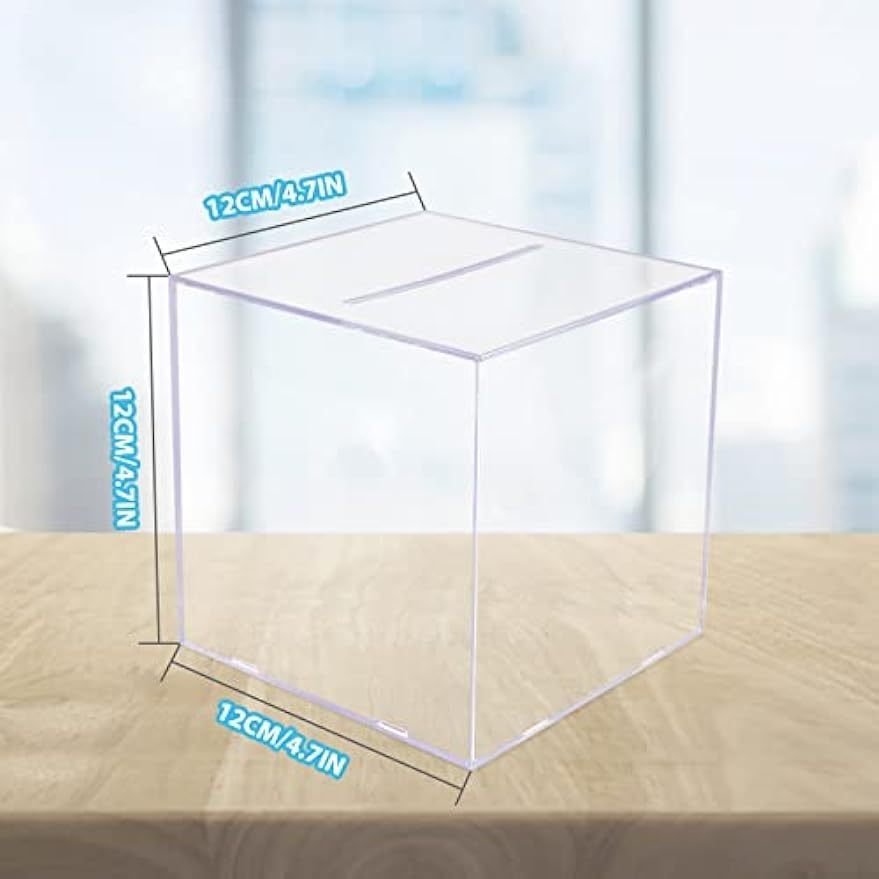 Clear Acrylic Piggy Bank Cash Container Box Coin Jar