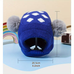 Winter Warm Hat Plush Ball Ear Protection Cartoon Knitted Hat