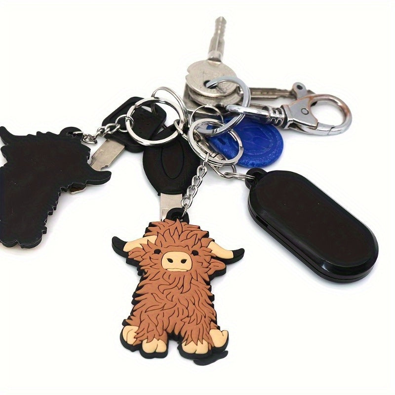 Highland Cow Key Chain Keyring Creative Cartoon Animal Car Key Pendant