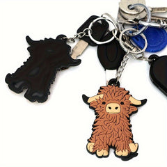 Highland Cow Key Chain Keyring Creative Cartoon Animal Car Key Pendant