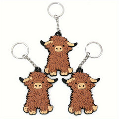 Highland Cow Key Chain Keyring Creative Cartoon Animal Car Key Pendant