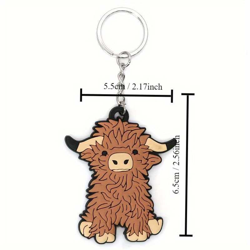 Highland Cow Key Chain Keyring Creative Cartoon Animal Car Key Pendant